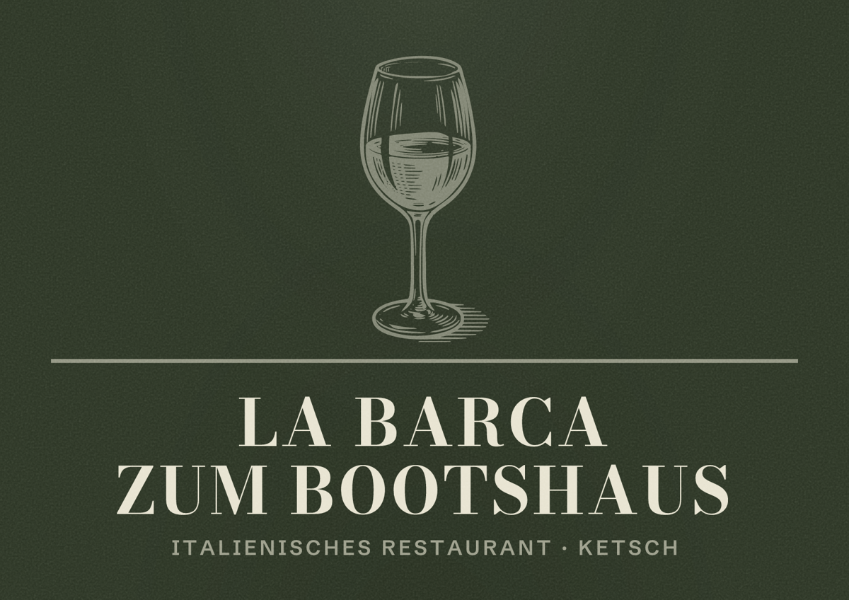 Illustriertes Poster von La Barca zum Bootshaus, Italienisches Restaurant in Ketsch