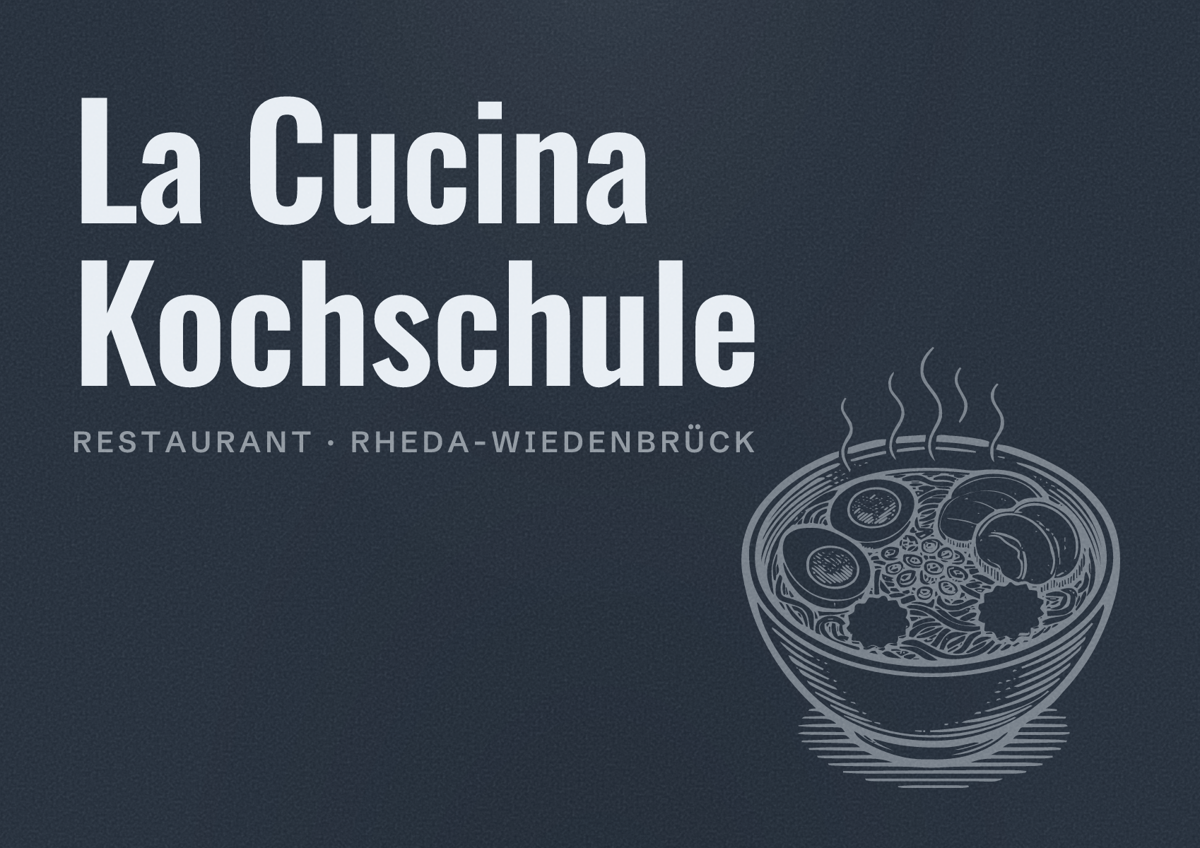 Illustriertes Poster von La Cucina Kochschule, Restaurant in Rheda-Wiedenbrück