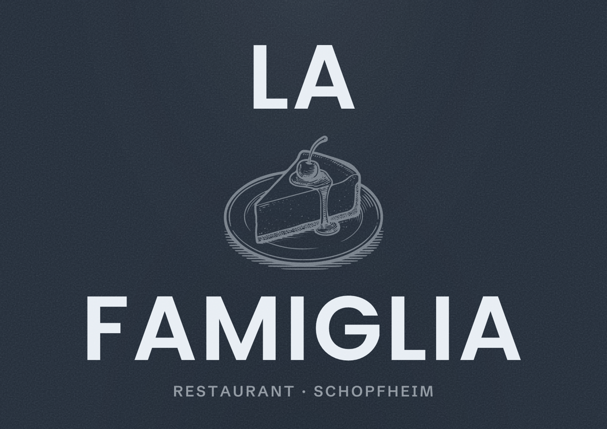 Illustriertes Poster von La Famiglia, Restaurant in Schopfheim