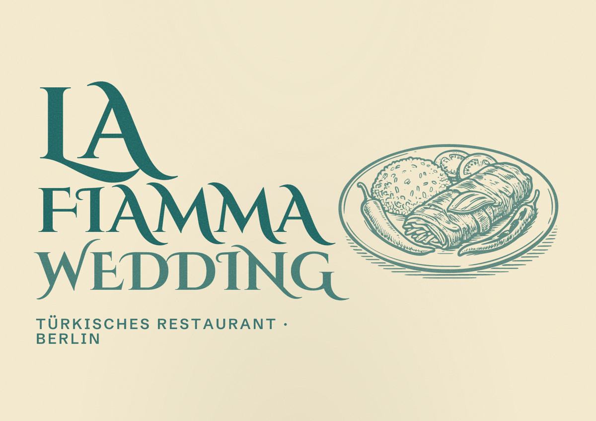 Illustriertes Poster von La Fiamma Wedding, Türkisches Restaurant in Berlin