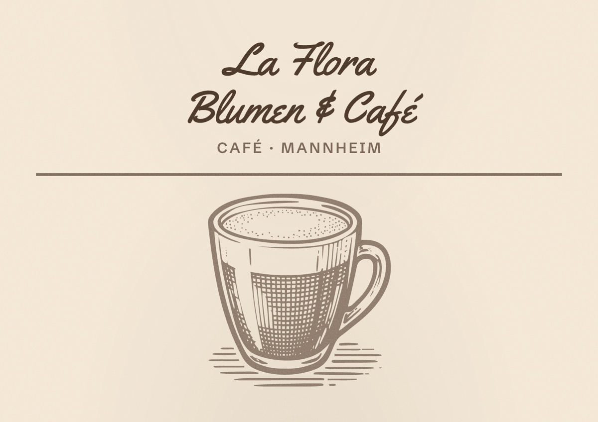 Illustriertes Poster von La Flora Blumen & Café, Café in Mannheim