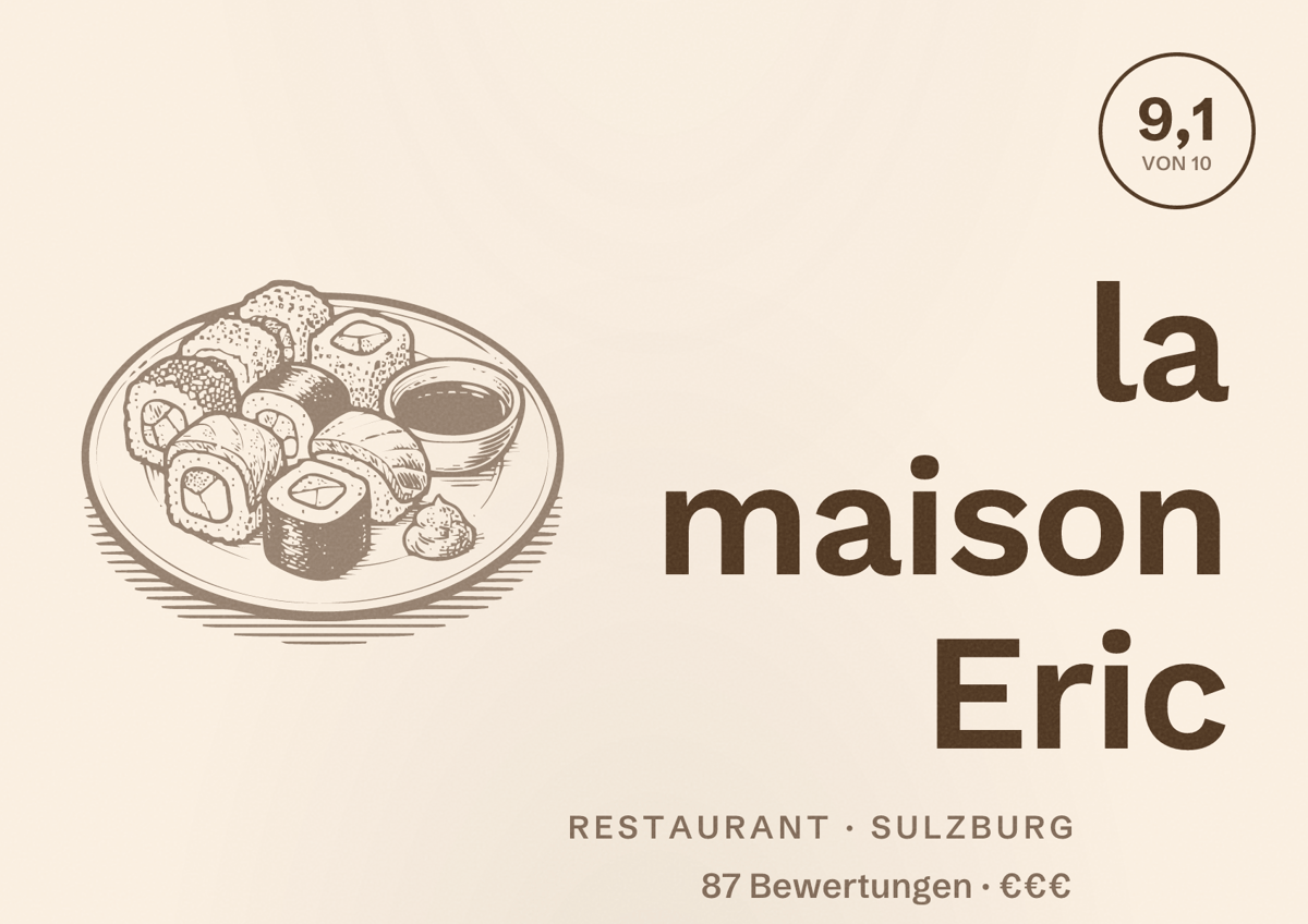 Illustriertes Poster von la maison Eric, Restaurant in Sulzburg: Bewertung 9,1 von 10 aus 87 Bewertungen, Preisniveau €€€