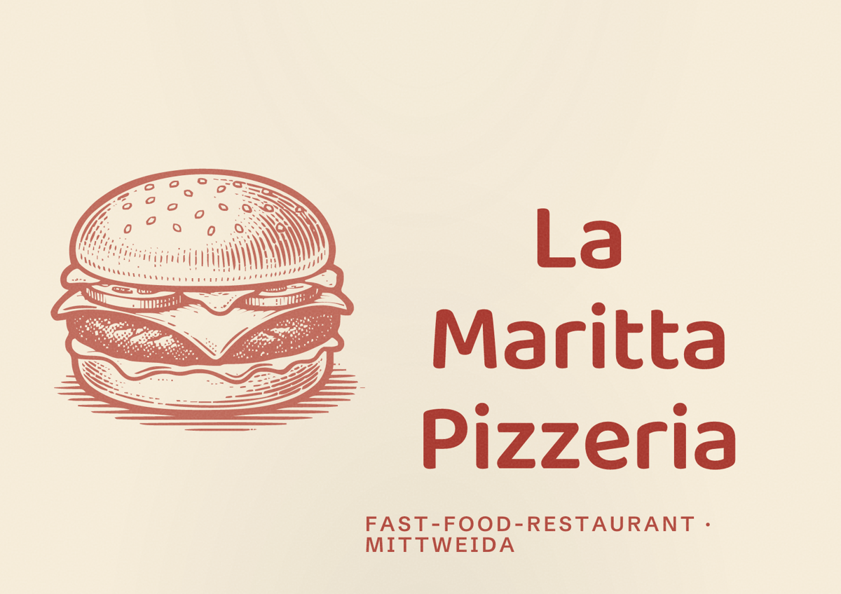 Illustriertes Poster von La Maritta Pizzeria, Fast-Food-Restaurant in Mittweida