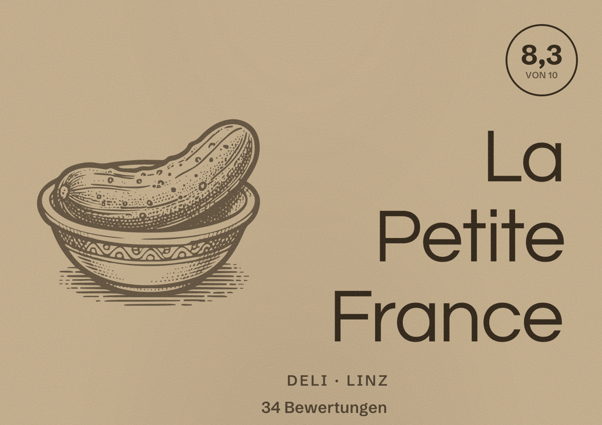 Illustriertes Poster von La Petite France, Deli in Linz: Bewertung 8,3 von 10 aus 34 Bewertungen