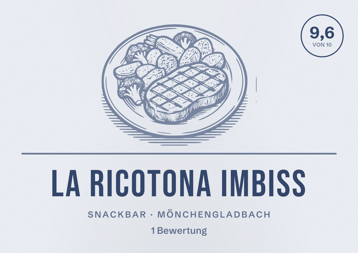 Illustriertes Poster von La Ricotona Imbiss, Snackbar in Mönchengladbach: Bewertung 9,6 von 10 aus 1 Bewertungen