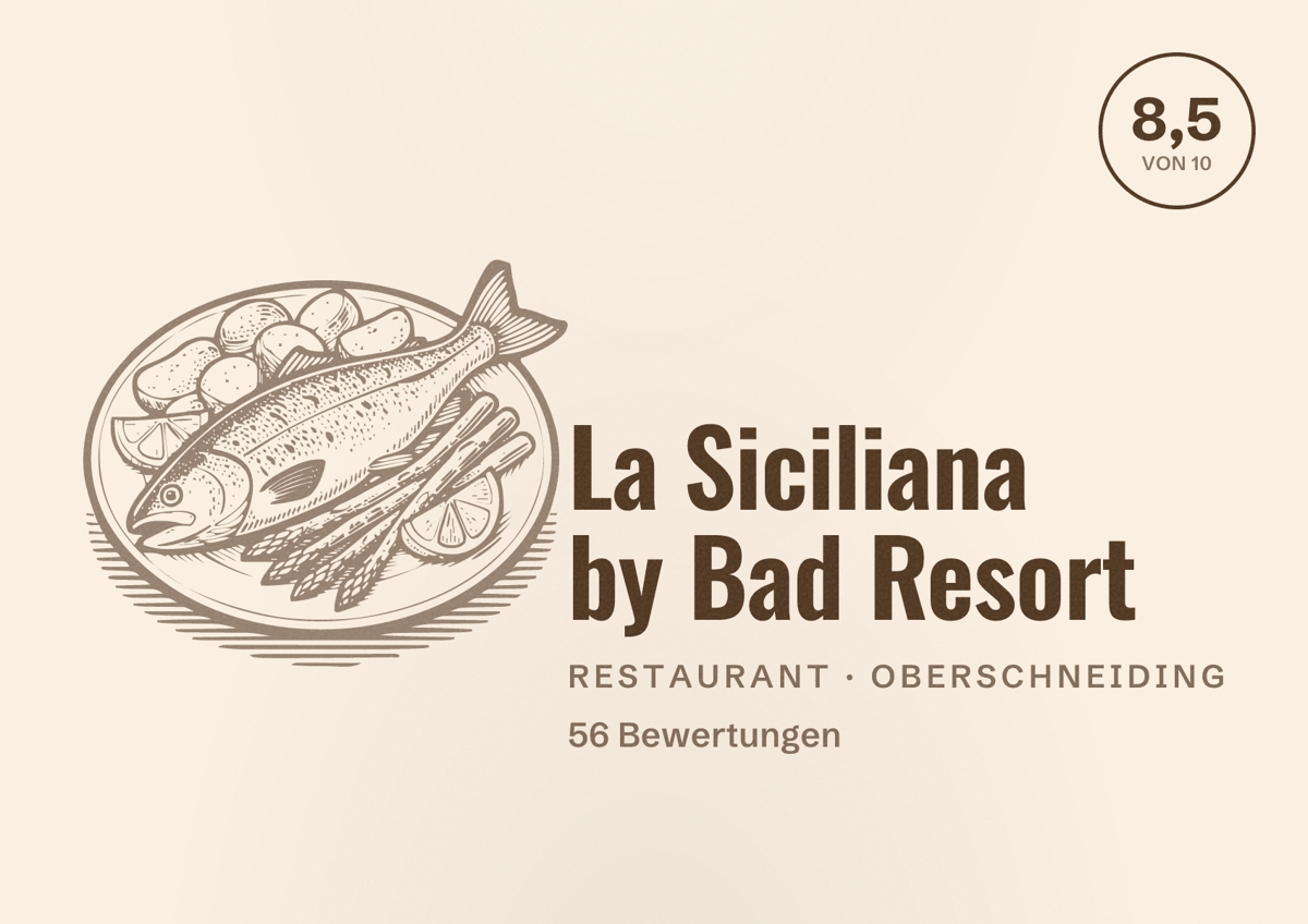 Illustriertes Poster von La Siciliana by Bad Resort, Restaurant in Oberschneiding: Bewertung 8,5 von 10 aus 56 Bewertungen