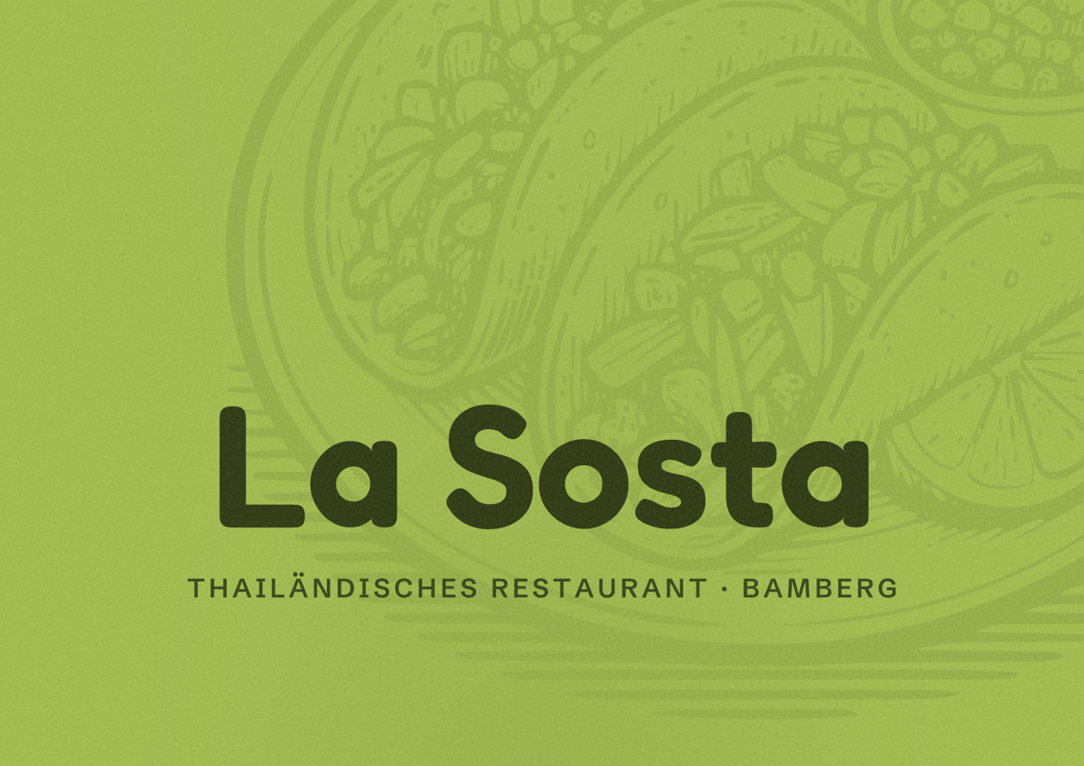 Illustriertes Poster von La Sosta, Thailändisches Restaurant in Bamberg