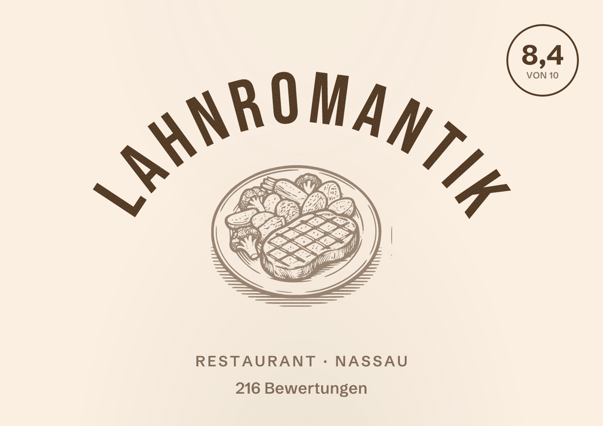Illustriertes Poster von Lahnromantik, Restaurant in Nassau: Bewertung 8,4 von 10 aus 216 Bewertungen