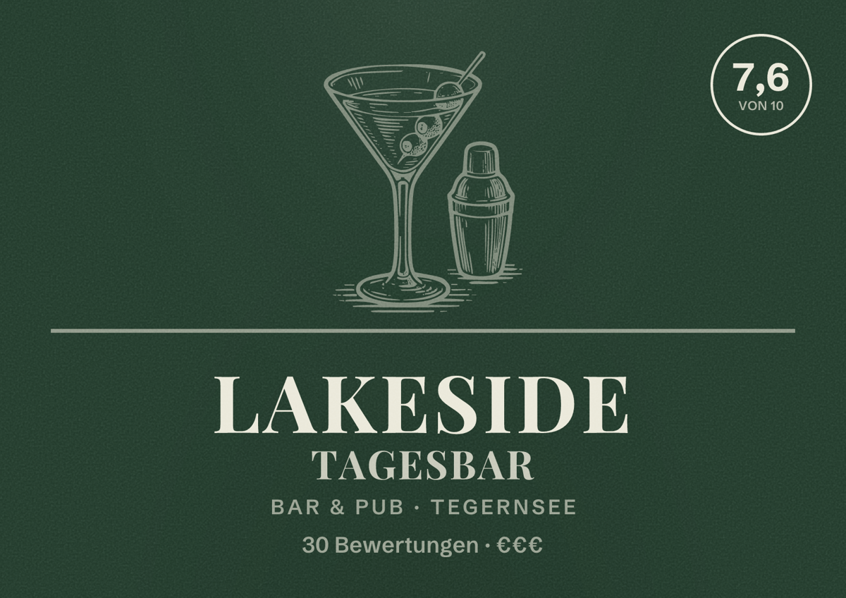 Illustriertes Poster von LAKESIDE TAGESBAR, Bar & Pub in Tegernsee: Bewertung 7,6 von 10 aus 30 Bewertungen, Preisniveau €€€