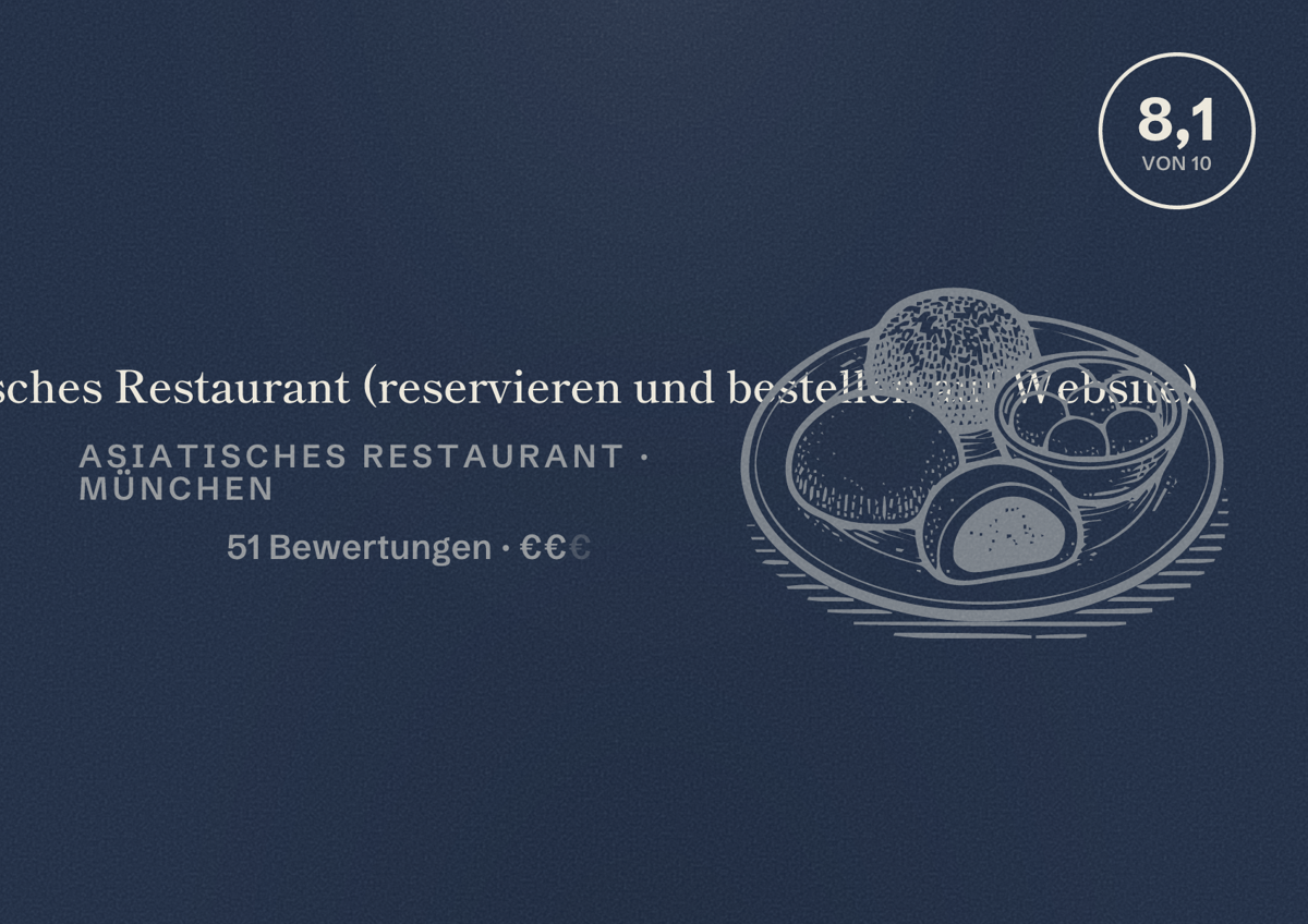 Illustriertes Poster von LAM Vietnamesisches Restaurant (reservieren und bestellen auf Website), Asiatisches Restaurant in München: Bewertung 8,1 von 10 aus 51 Bewertungen, Preisniveau €€