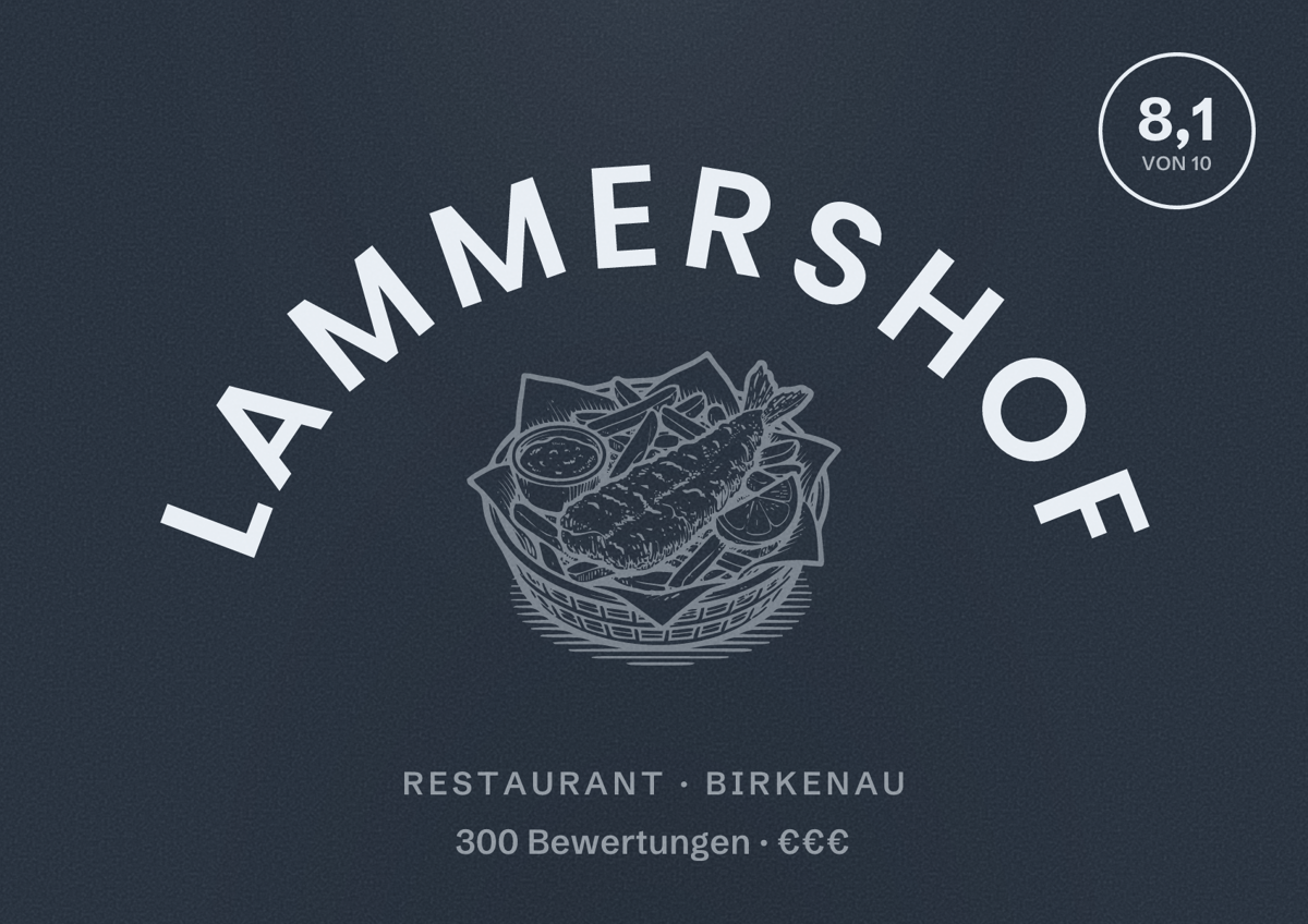 Illustriertes Poster von Lammershof, Restaurant in Birkenau: Bewertung 8,1 von 10 aus 300 Bewertungen, Preisniveau €€€