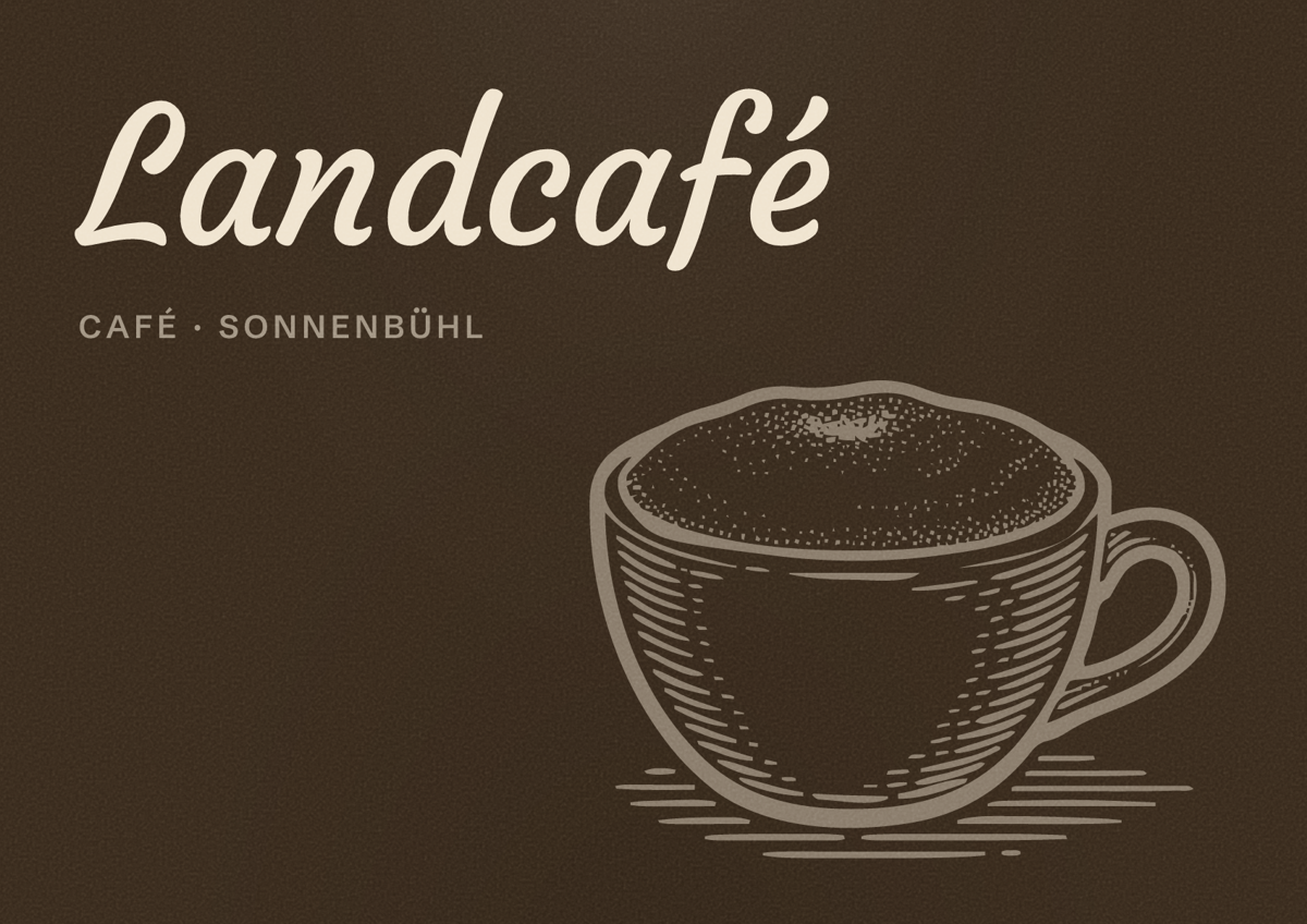 Illustriertes Poster von Landcafé, Café in Sonnenbühl