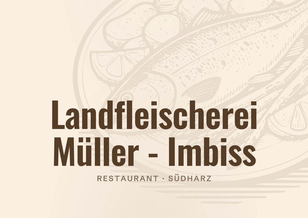 Illustriertes Poster von Landfleischerei Müller - Imbiss, Restaurant in Südharz