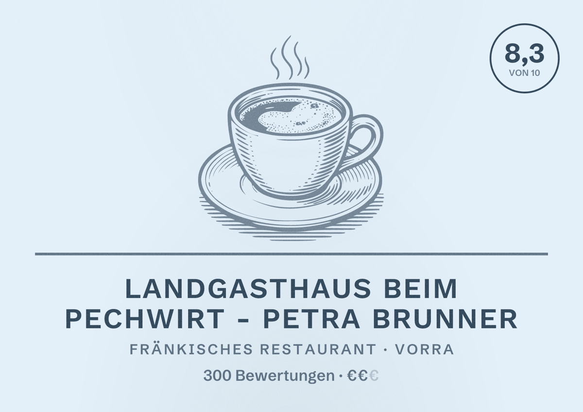 Illustriertes Poster von Landgasthaus Beim Pechwirt - Petra Brunner, Fränkisches Restaurant in Vorra: Bewertung 8,3 von 10 aus 300 Bewertungen, Preisniveau €€