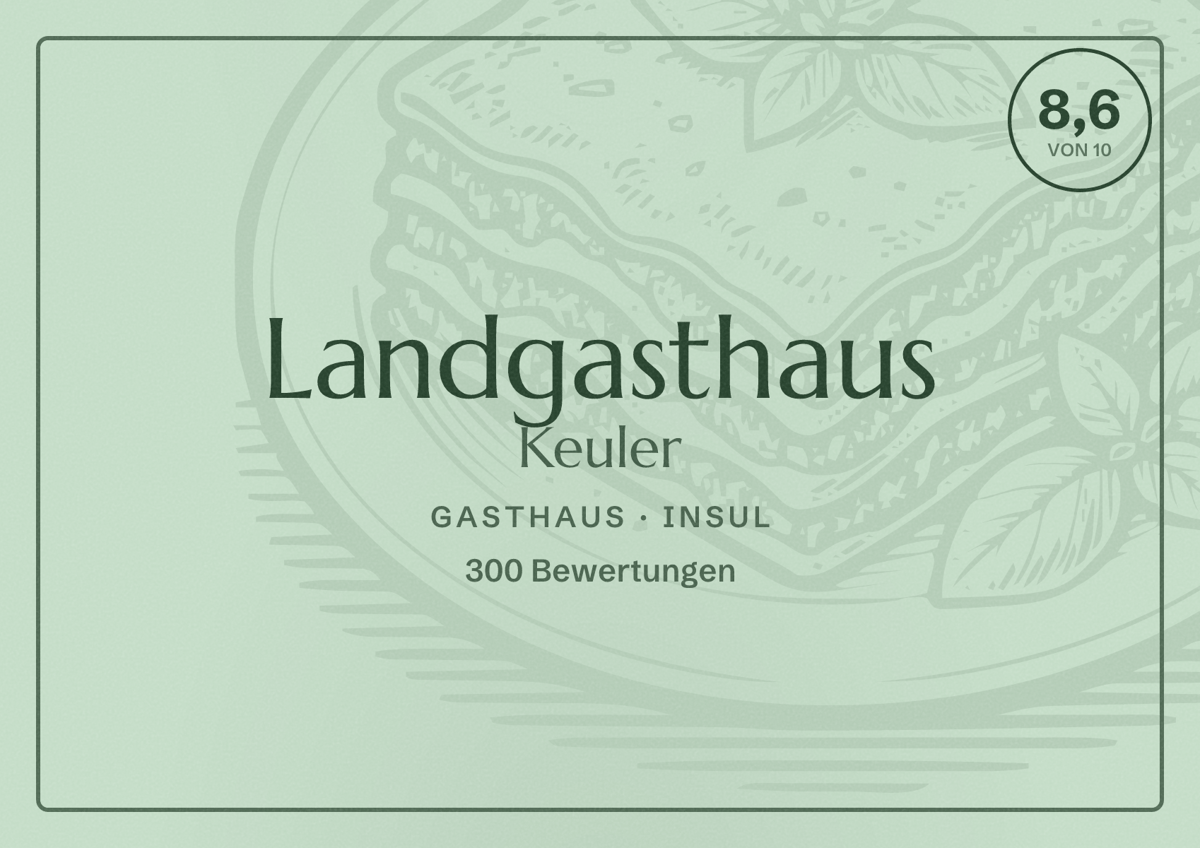 Illustriertes Poster von Landgasthaus Keuler, Gasthaus in Insul: Bewertung 8,6 von 10 aus 300 Bewertungen