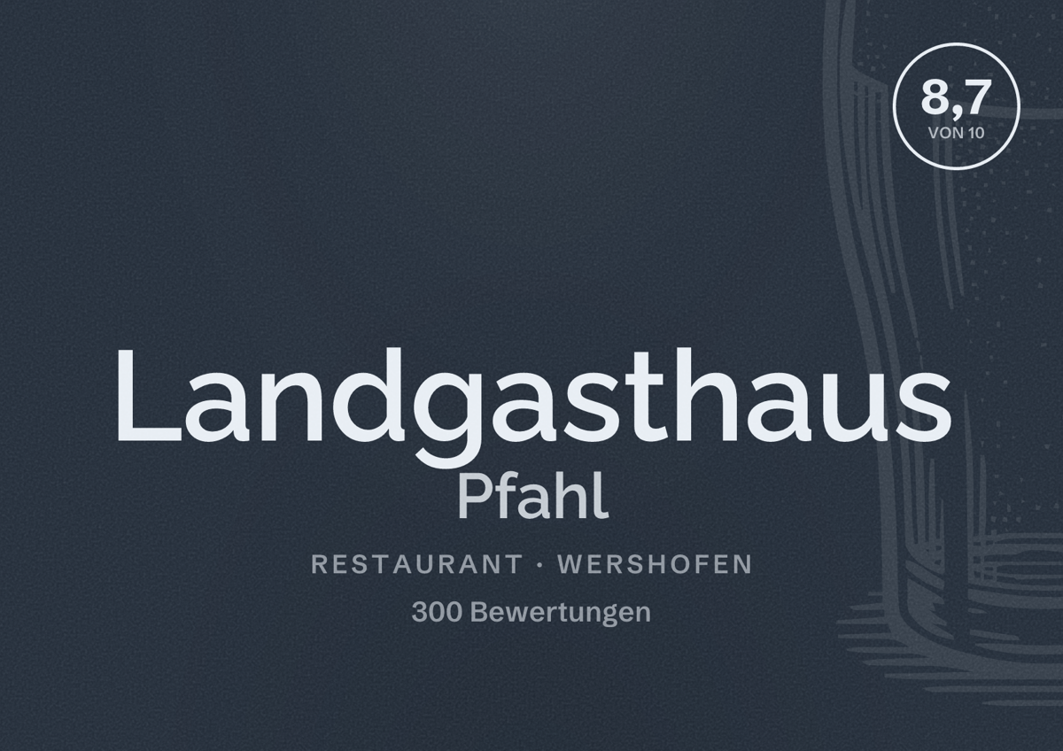 Illustriertes Poster von Landgasthaus Pfahl, Restaurant in Wershofen: Bewertung 8,7 von 10 aus 300 Bewertungen