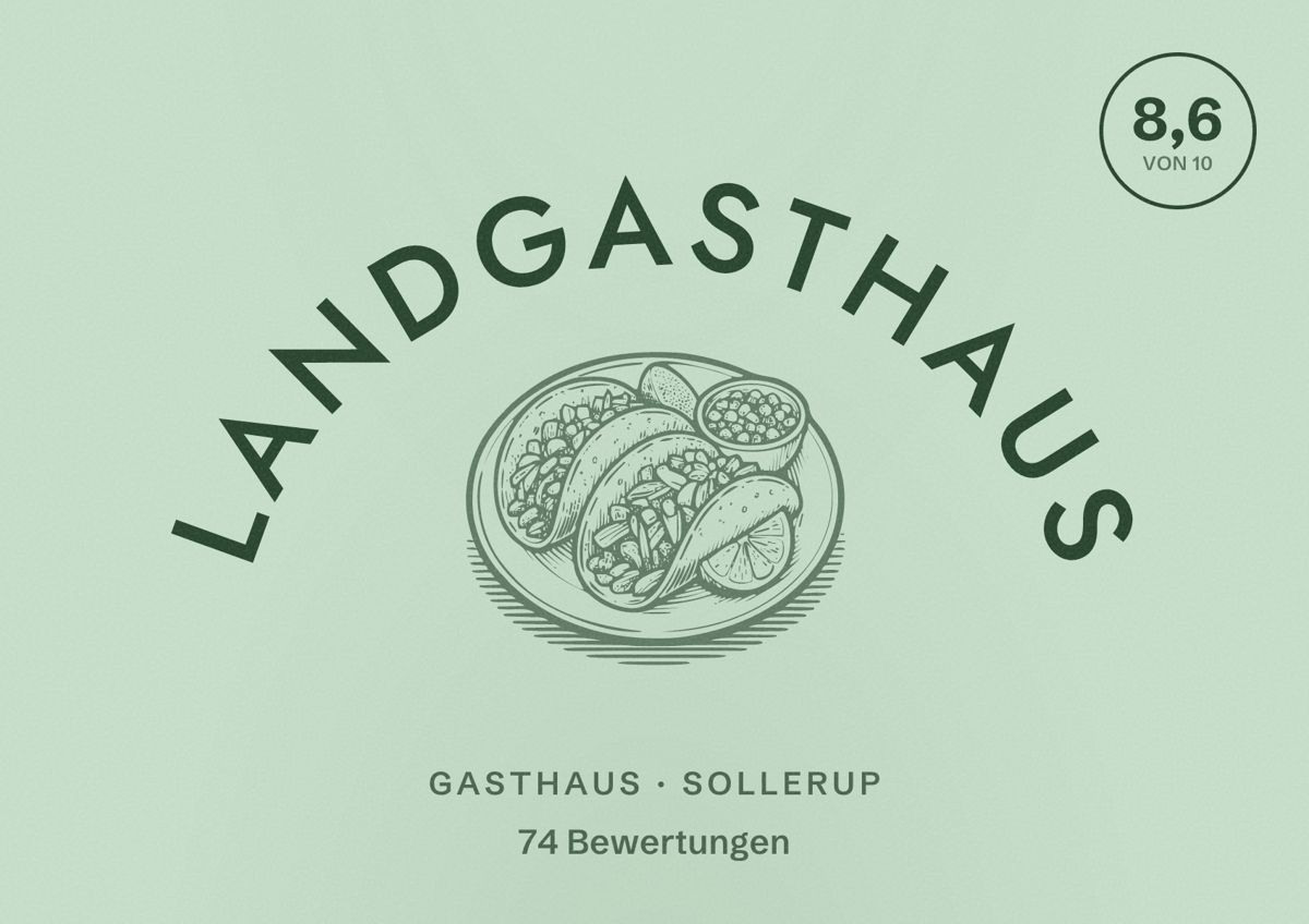 Illustriertes Poster von Landgasthaus, Gasthaus in Sollerup: Bewertung 8,6 von 10 aus 74 Bewertungen