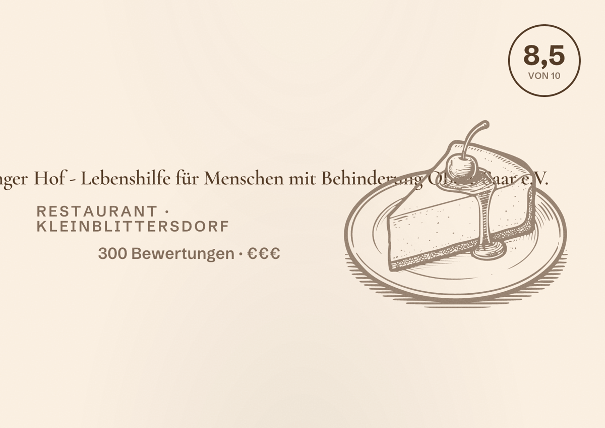 Illustriertes Poster von Landgasthaus Wintringer Hof - Lebenshilfe für Menschen mit Behinderung Obere Saar e.V., Restaurant in Kleinblittersdorf: Bewertung 8,5 von 10 aus 300 Bewertungen, Preisniveau €€€