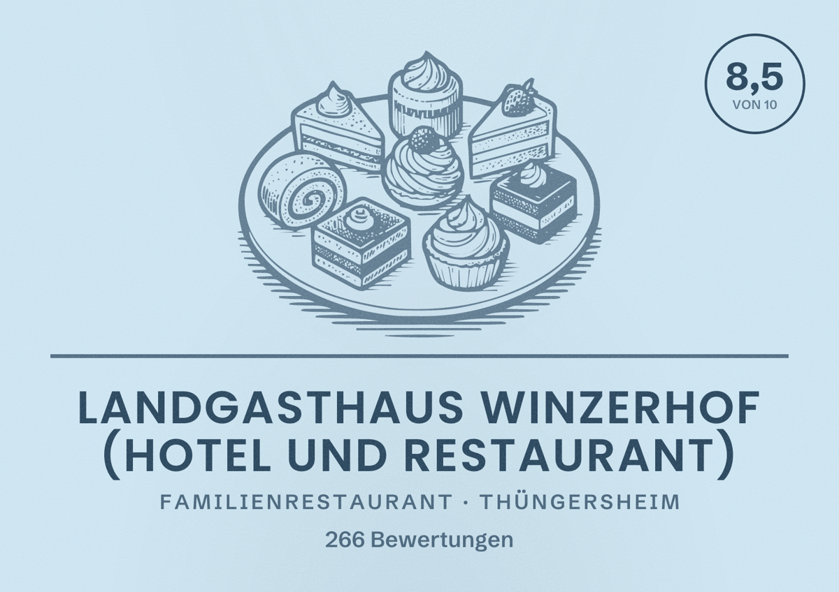 Illustriertes Poster von Landgasthaus Winzerhof (Hotel und Restaurant), Familienrestaurant in Thüngersheim: Bewertung 8,5 von 10 aus 266 Bewertungen