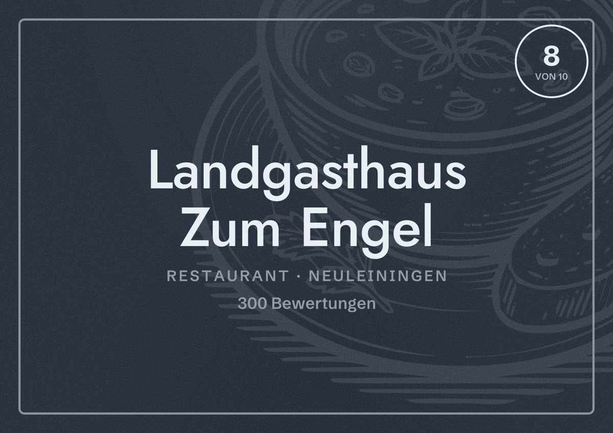 Illustriertes Poster von Landgasthaus Zum Engel, Restaurant in Neuleiningen: Bewertung 8 von 10 aus 300 Bewertungen