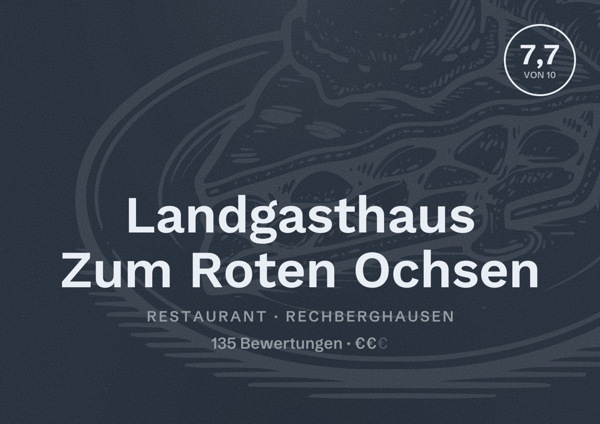 Illustriertes Poster von Landgasthaus Zum Roten Ochsen, Restaurant in Rechberghausen: Bewertung 7,7 von 10 aus 135 Bewertungen, Preisniveau €€