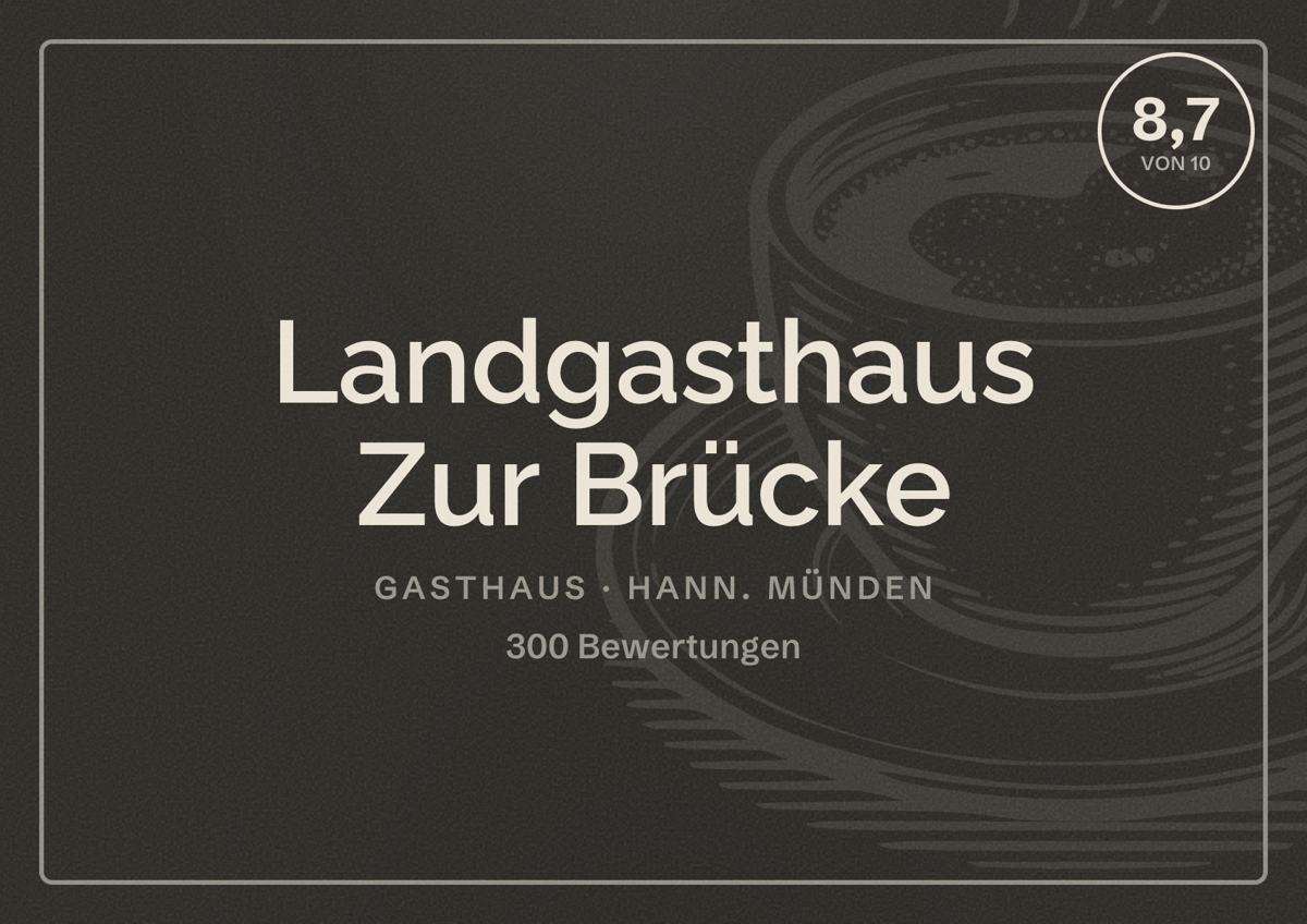 Illustriertes Poster von Landgasthaus Zur Brücke, Gasthaus in Hann. Münden: Bewertung 8,7 von 10 aus 300 Bewertungen