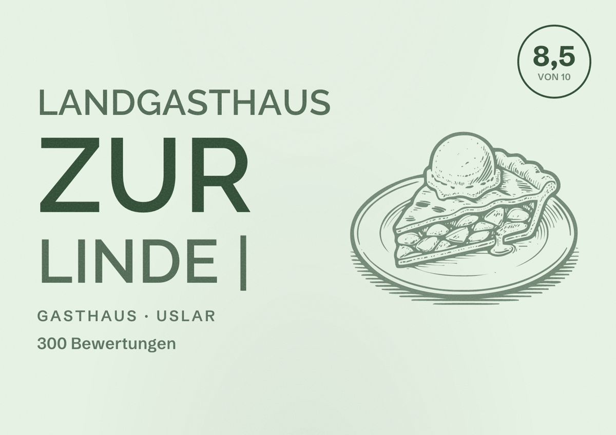 Illustriertes Poster von Landgasthaus Zur Linde |, Gasthaus in Uslar: Bewertung 8,5 von 10 aus 300 Bewertungen