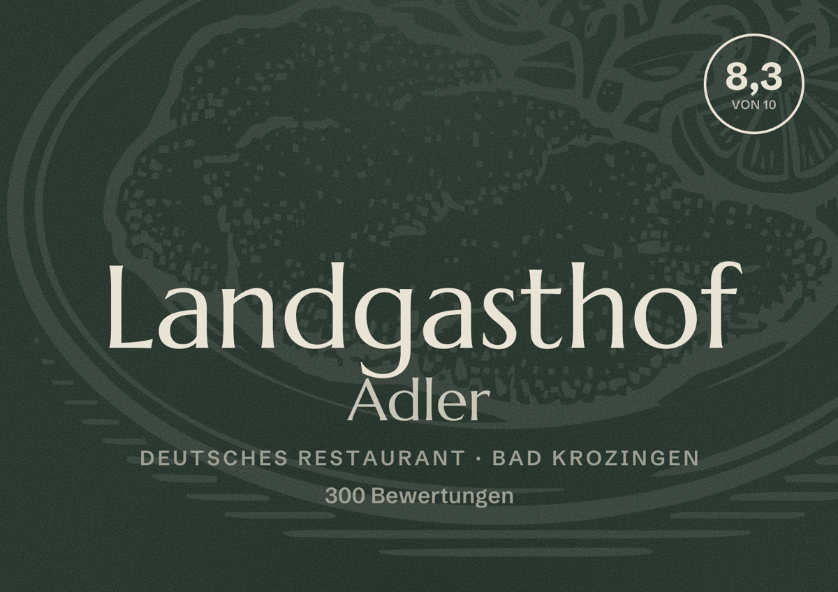 Illustriertes Poster von Landgasthof Adler, Deutsches Restaurant in Bad Krozingen: Bewertung 8,3 von 10 aus 300 Bewertungen
