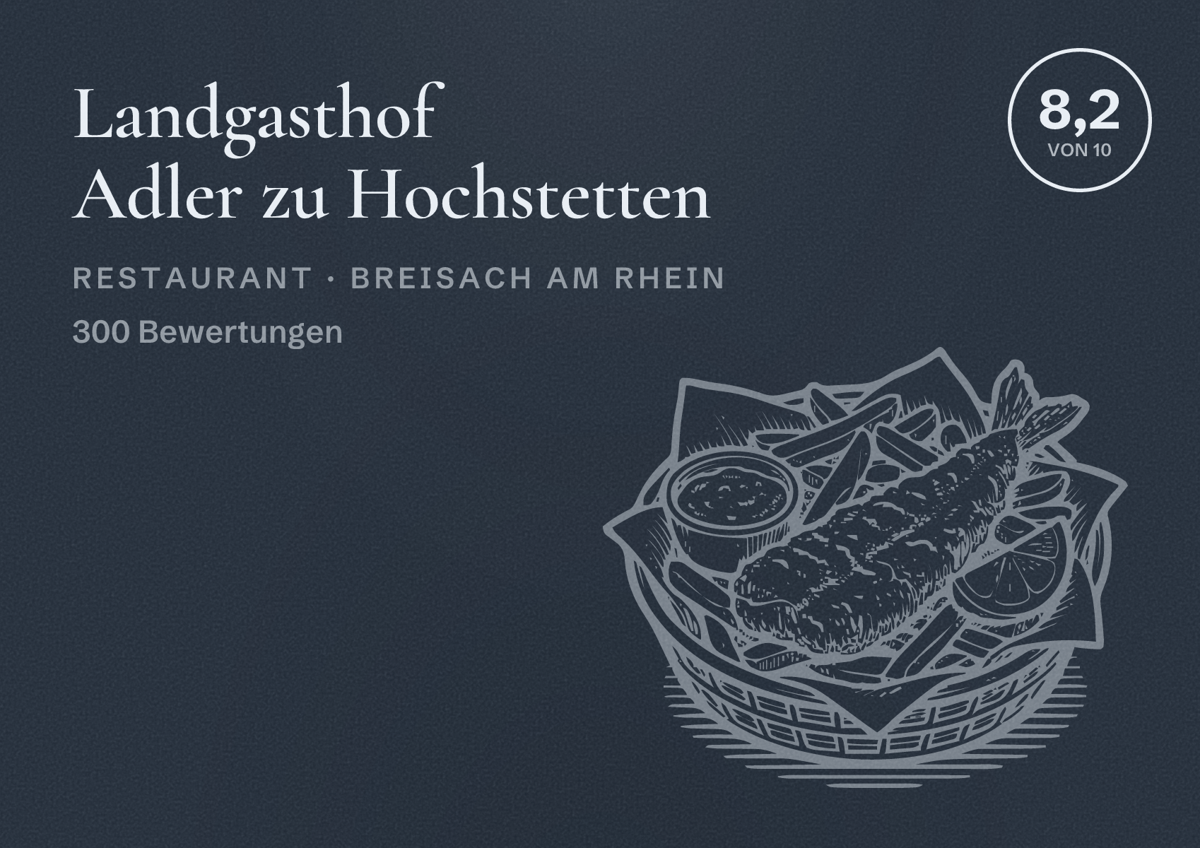 Illustriertes Poster von Landgasthof Adler zu Hochstetten, Restaurant in Breisach am Rhein: Bewertung 8,2 von 10 aus 300 Bewertungen
