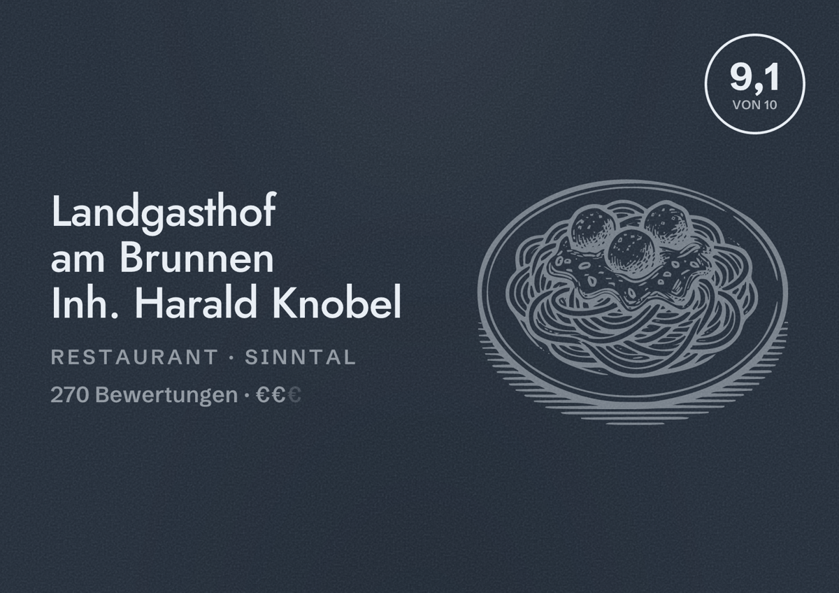 Illustriertes Poster von Landgasthof am Brunnen Inh. Harald Knobel, Restaurant in Sinntal: Bewertung 9,1 von 10 aus 270 Bewertungen, Preisniveau €€