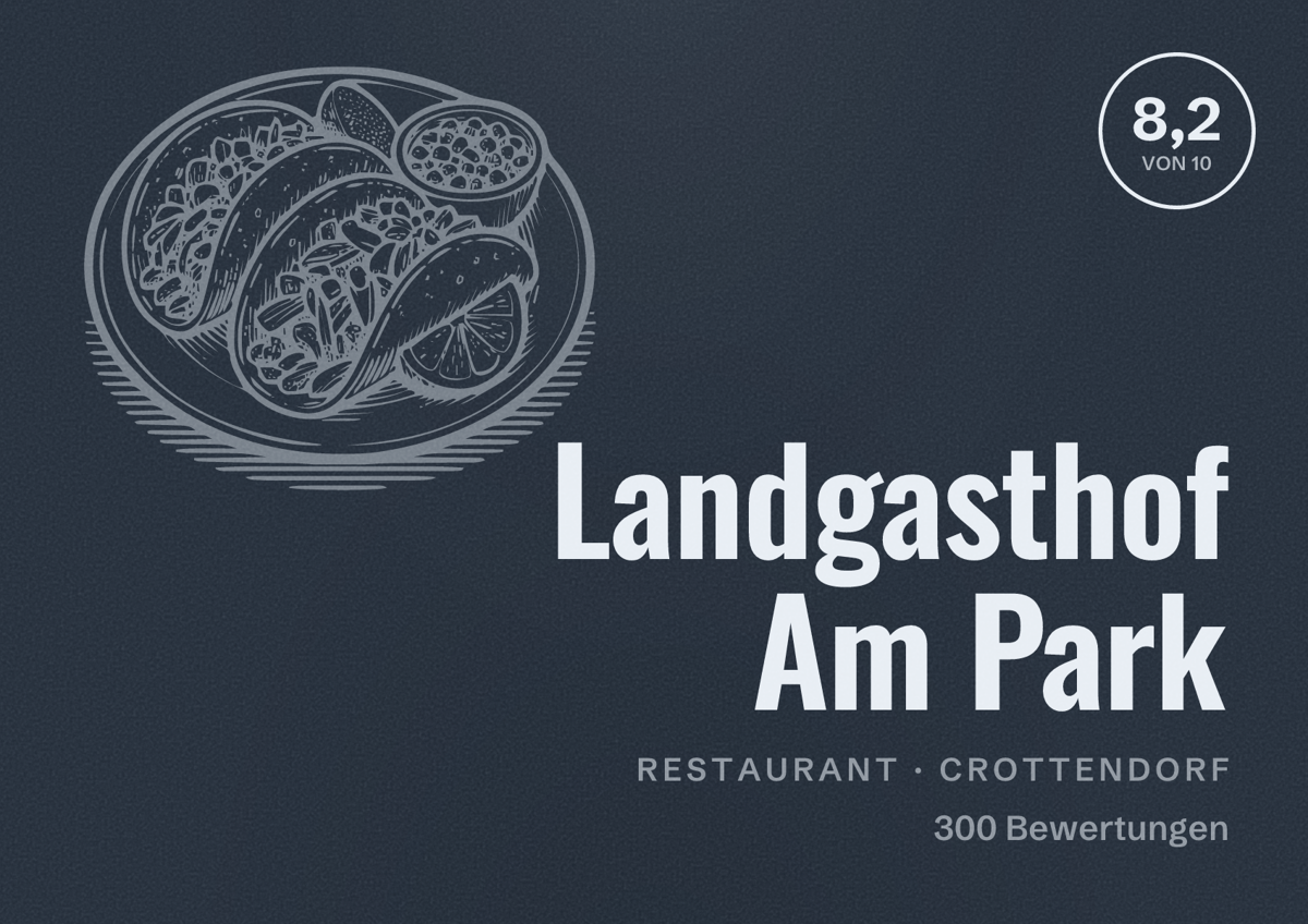 Illustriertes Poster von Landgasthof Am Park, Restaurant in Crottendorf: Bewertung 8,2 von 10 aus 300 Bewertungen