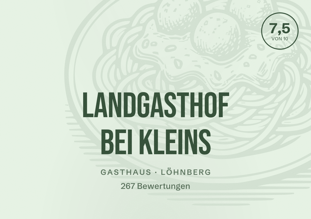 Illustriertes Poster von Landgasthof bei Kleins, Gasthaus in Löhnberg: Bewertung 7,5 von 10 aus 267 Bewertungen