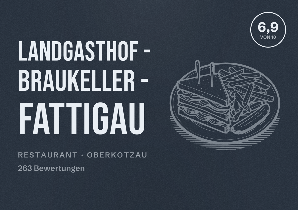 Illustriertes Poster von Landgasthof - Braukeller - Fattigau, Restaurant in Oberkotzau: Bewertung 6,9 von 10 aus 263 Bewertungen
