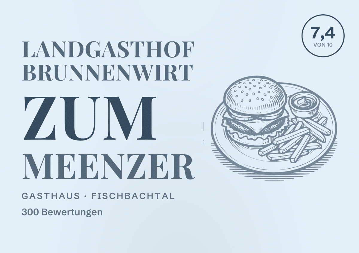 Illustriertes Poster von Landgasthof Brunnenwirt Zum Meenzer, Gasthaus in Fischbachtal: Bewertung 7,4 von 10 aus 300 Bewertungen