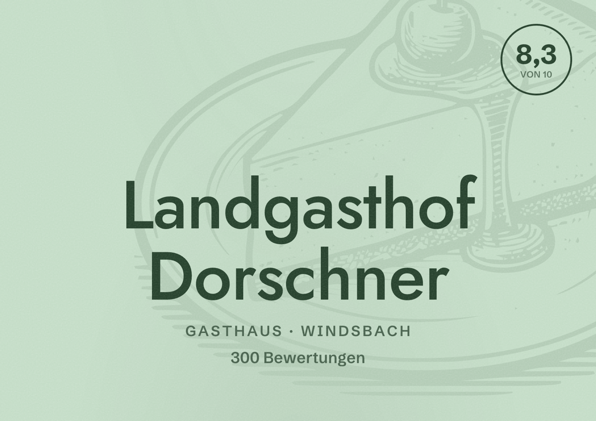 Illustriertes Poster von Landgasthof Dorschner, Gasthaus in Windsbach: Bewertung 8,3 von 10 aus 300 Bewertungen