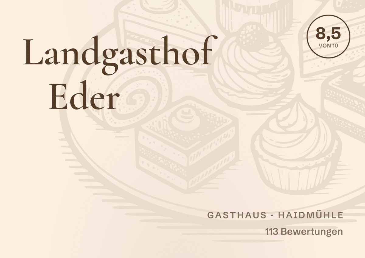 Illustriertes Poster von Landgasthof Eder, Gasthaus in Haidmühle: Bewertung 8,5 von 10 aus 113 Bewertungen
