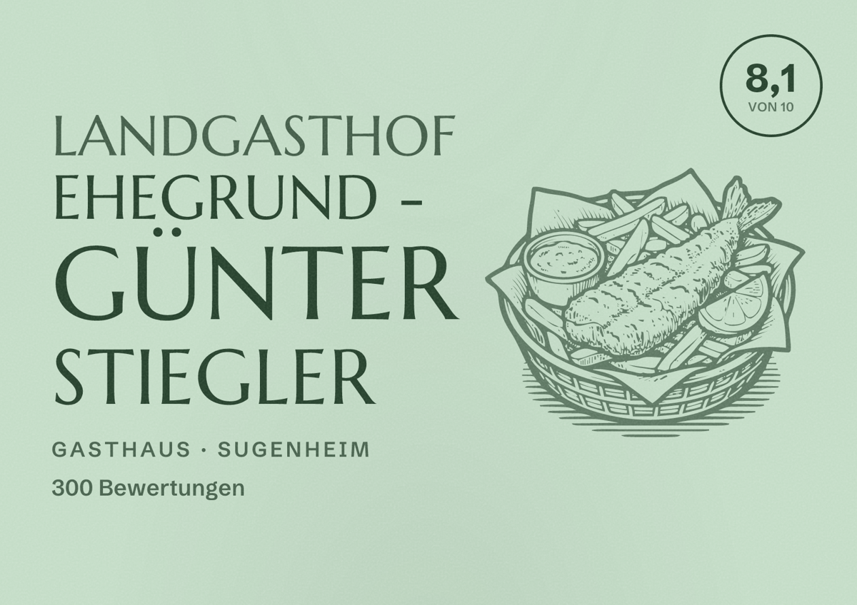 Illustriertes Poster von Landgasthof Ehegrund - Günter Stiegler, Gasthaus in Sugenheim: Bewertung 8,1 von 10 aus 300 Bewertungen