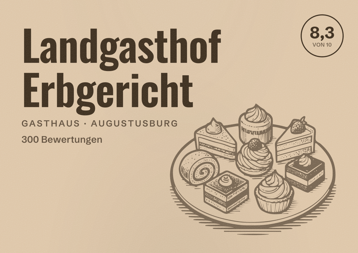 Illustriertes Poster von Landgasthof Erbgericht, Gasthaus in Augustusburg: Bewertung 8,3 von 10 aus 300 Bewertungen