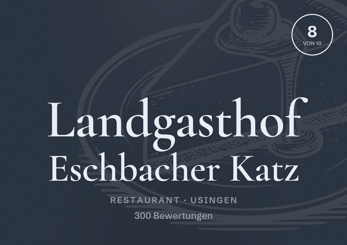 Illustriertes Poster von Landgasthof Eschbacher Katz, Restaurant in Usingen: Bewertung 8 von 10 aus 300 Bewertungen