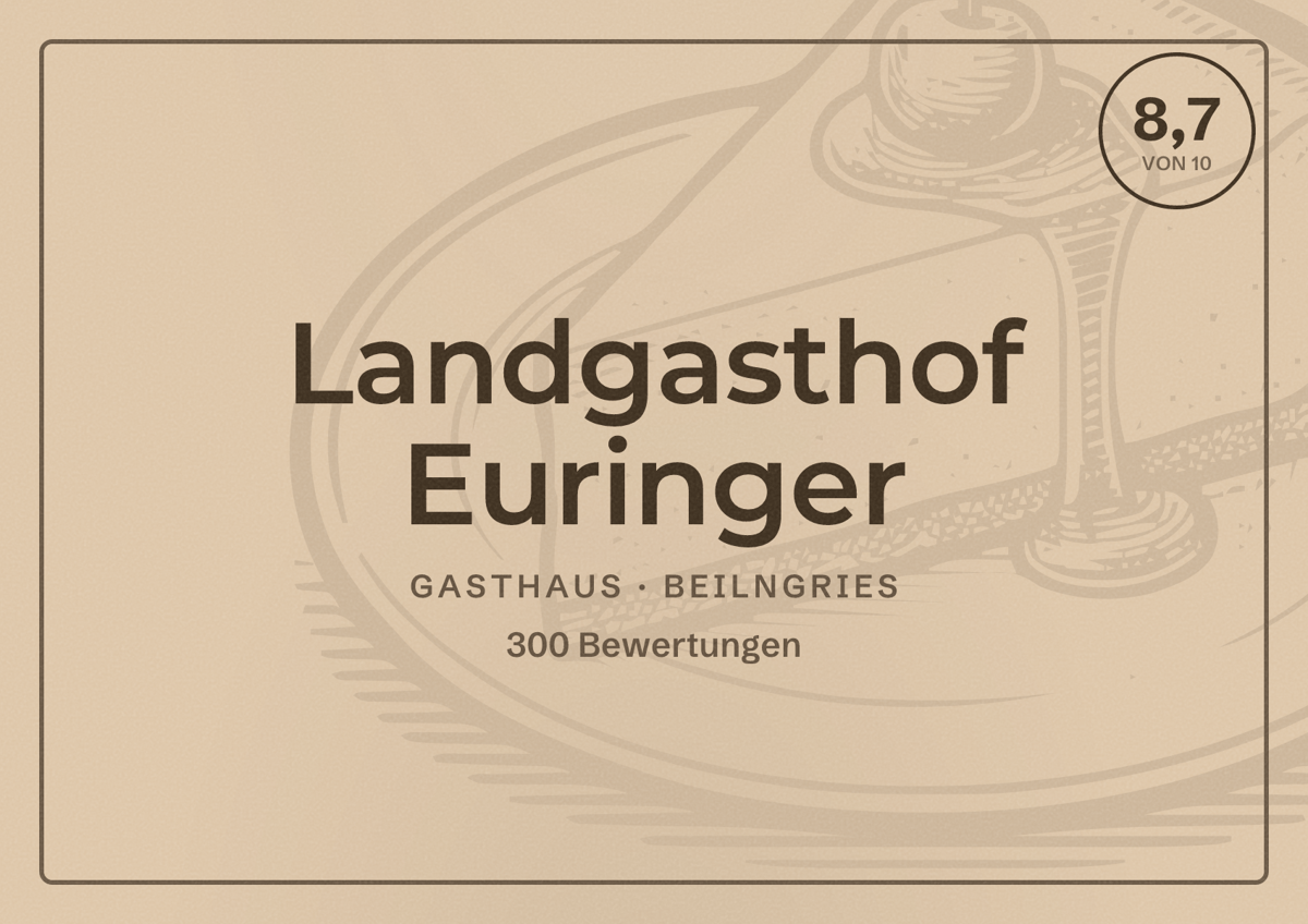 Illustriertes Poster von Landgasthof Euringer, Gasthaus in Beilngries: Bewertung 8,7 von 10 aus 300 Bewertungen