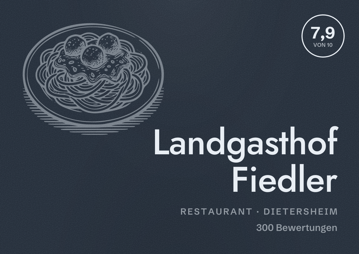 Illustriertes Poster von Landgasthof Fiedler, Restaurant in Dietersheim: Bewertung 7,9 von 10 aus 300 Bewertungen