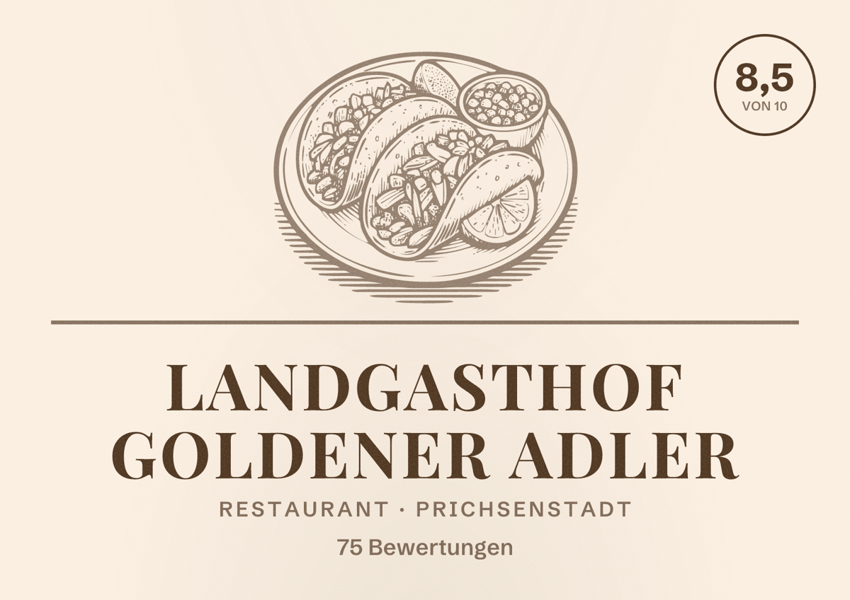 Illustriertes Poster von Landgasthof Goldener Adler, Restaurant in Prichsenstadt: Bewertung 8,5 von 10 aus 75 Bewertungen