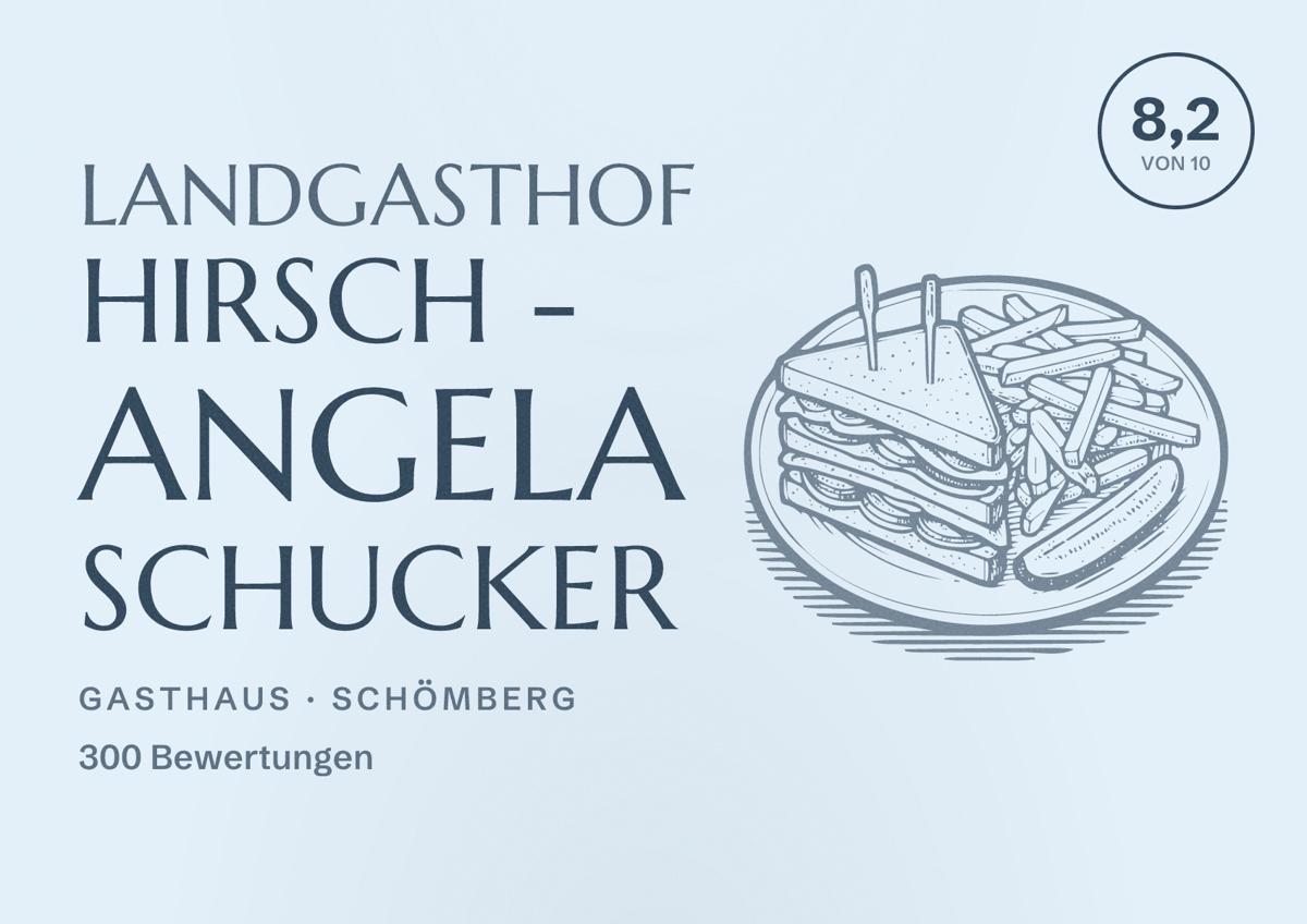 Illustriertes Poster von Landgasthof Hirsch - Angela Schucker, Gasthaus in Schömberg: Bewertung 8,2 von 10 aus 300 Bewertungen