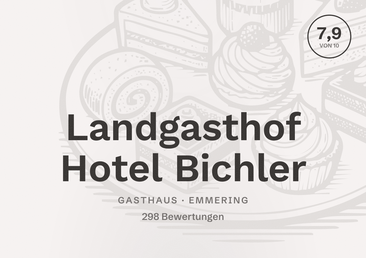 Illustriertes Poster von Landgasthof Hotel Bichler, Gasthaus in Emmering: Bewertung 7,9 von 10 aus 298 Bewertungen