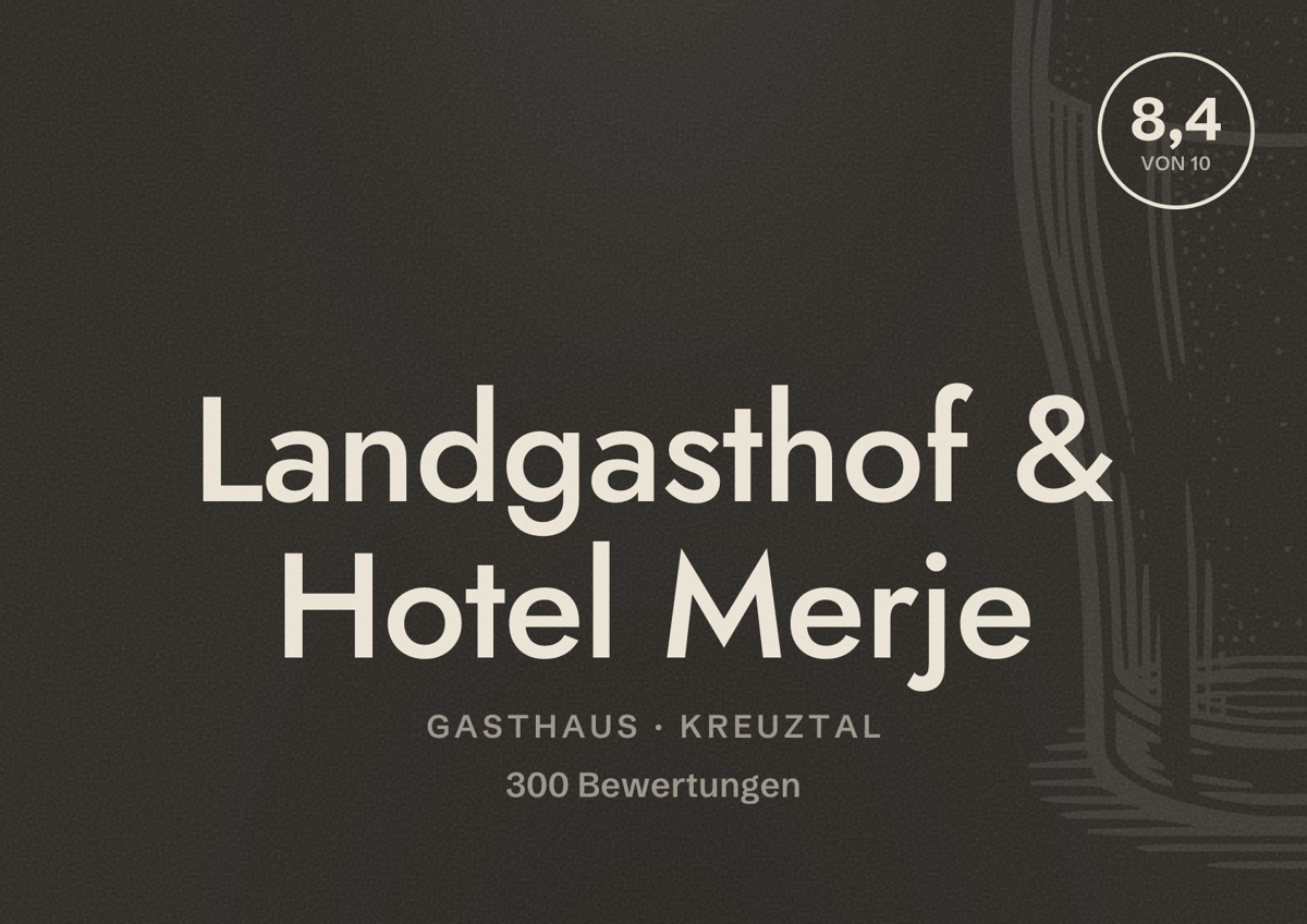 Illustriertes Poster von Landgasthof & Hotel Merje, Gasthaus in Kreuztal: Bewertung 8,4 von 10 aus 300 Bewertungen