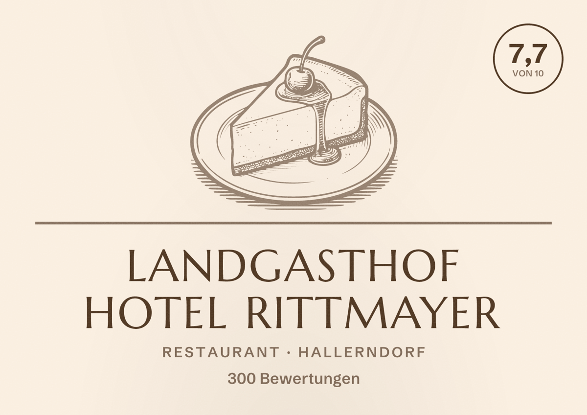 Illustriertes Poster von Landgasthof Hotel Rittmayer, Restaurant in Hallerndorf: Bewertung 7,7 von 10 aus 300 Bewertungen