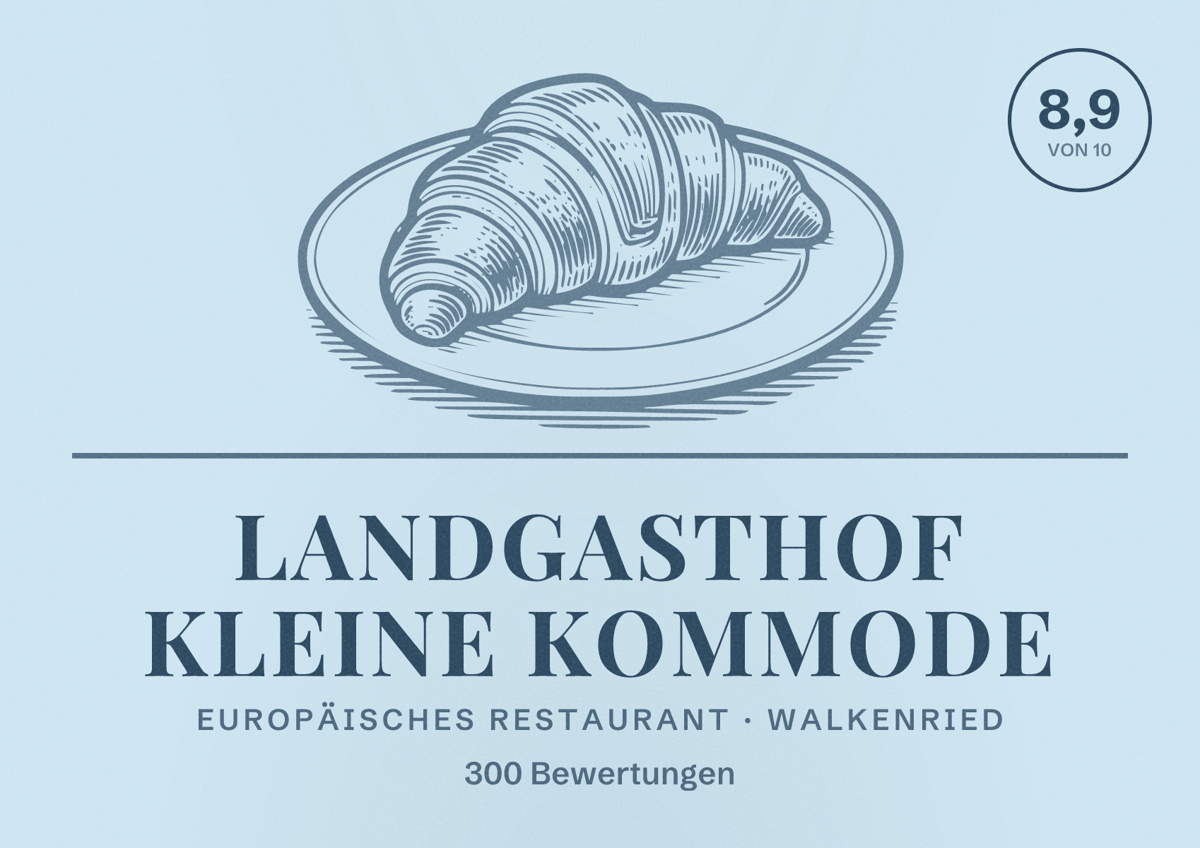Illustriertes Poster von Landgasthof Kleine Kommode, Europäisches Restaurant in Walkenried: Bewertung 8,9 von 10 aus 300 Bewertungen