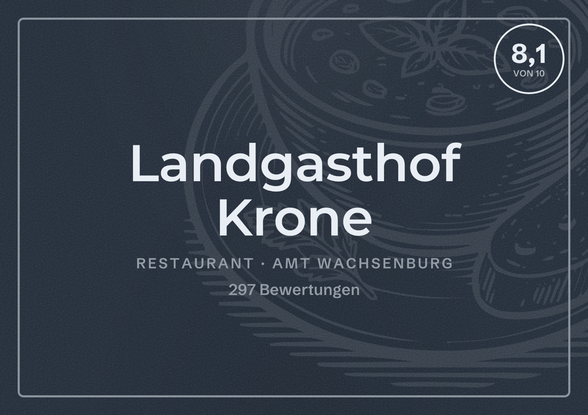 Illustriertes Poster von Landgasthof Krone, Restaurant in Amt Wachsenburg: Bewertung 8,1 von 10 aus 297 Bewertungen