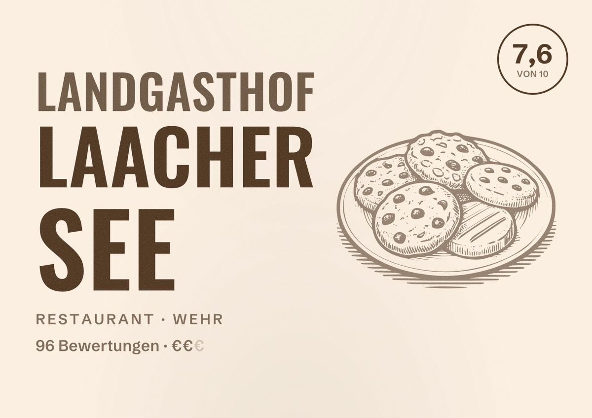 Illustriertes Poster von Landgasthof Laacher See, Restaurant in Wehr: Bewertung 7,6 von 10 aus 96 Bewertungen, Preisniveau €€