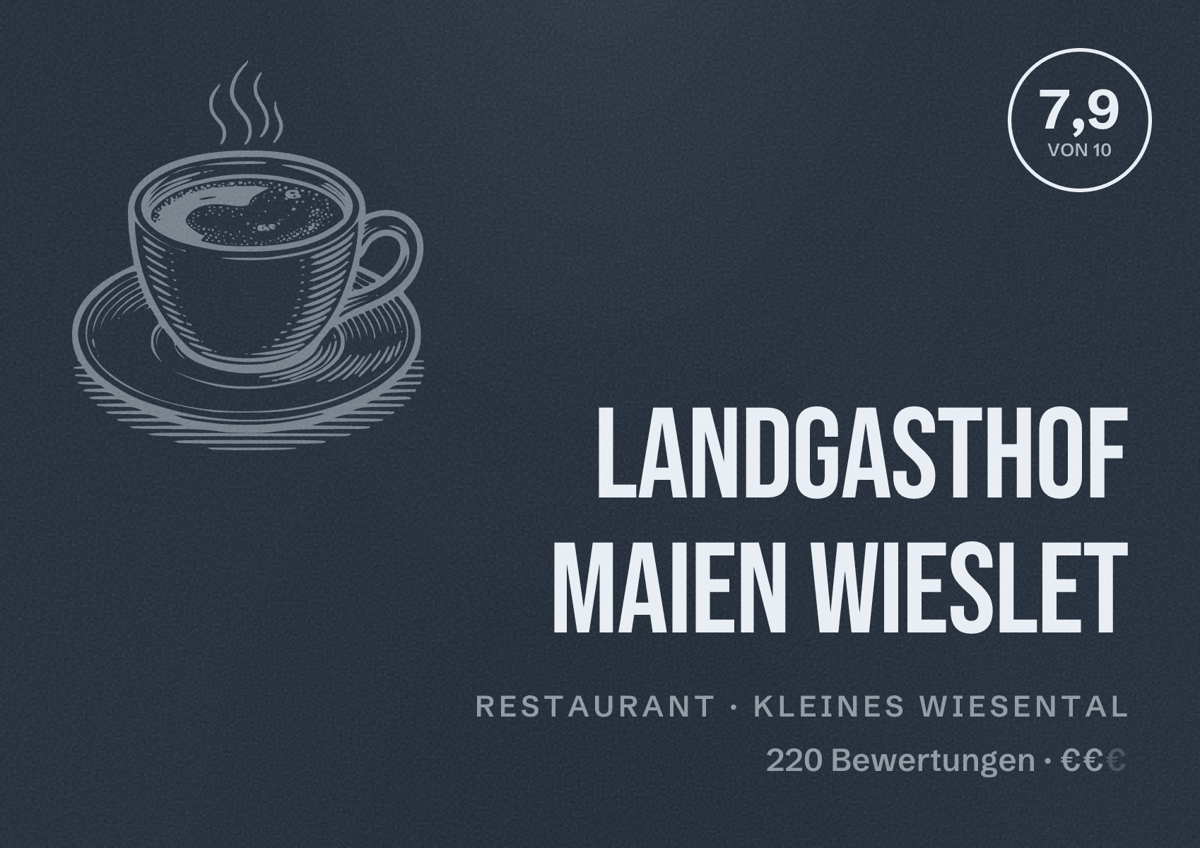 Illustriertes Poster von Landgasthof Maien Wieslet, Restaurant in Kleines Wiesental: Bewertung 7,9 von 10 aus 220 Bewertungen, Preisniveau €€